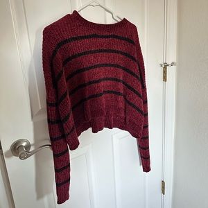 Red and Black Striped Forever 21 Cropped Sweater Size Large
